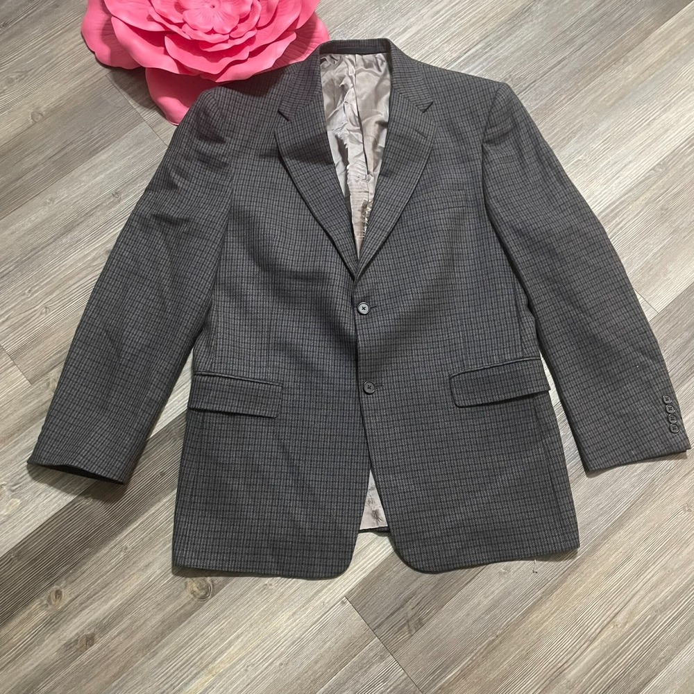 VINTAGE BURBERRY Mens‎ 43R Wool Check Blazer Jacket USA Union Made Dark Academia